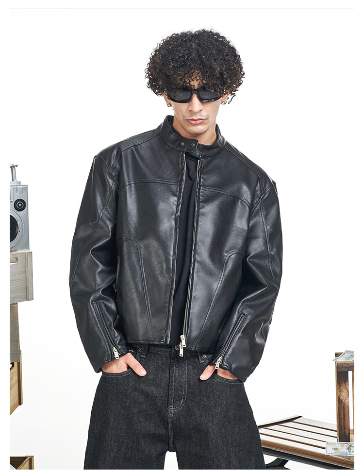 F3F Select Glossy PU Leather Racing Jacket | Face 3 Face