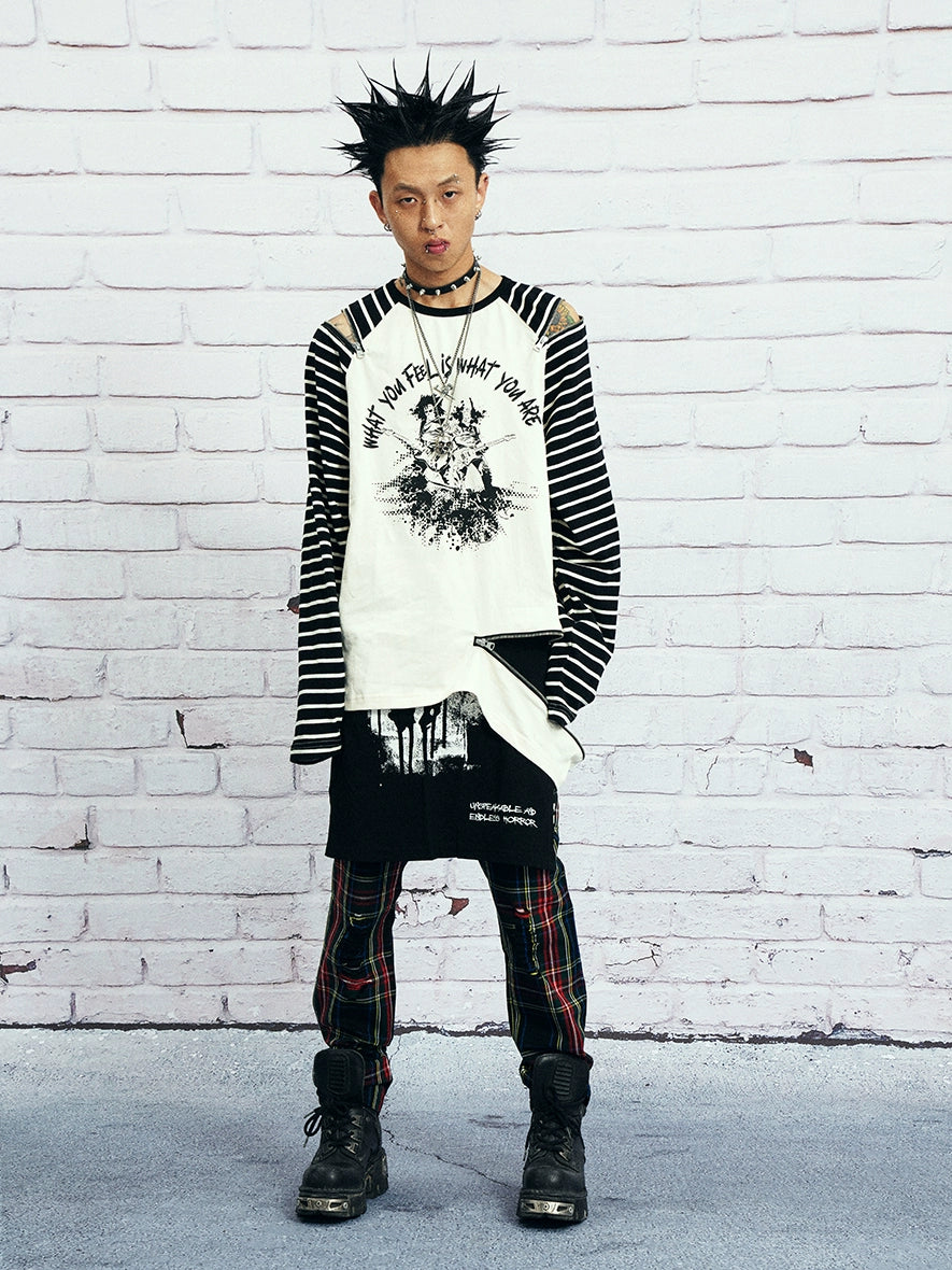 VENTUREK Multi Zipper Stripe Sleeve Raglan Long Sleeve Tee | Face 3 Face