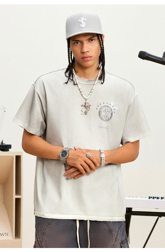 Small Town Kid Dirty Washed Star Cross Tee | Face 3 Face