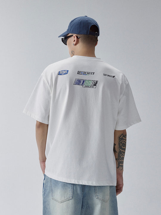 F2CE Racing-Style Cracked Letter Printed Tee | Face 3 Face