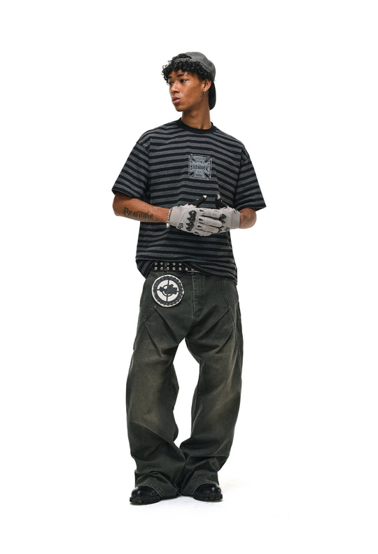 ANTIDOTE Cross Printed Striped Tee | Face 3 Face