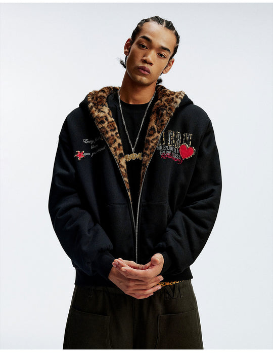 MEDM Reversible Leopard Fur Hooded Jacket | Face 3 Face