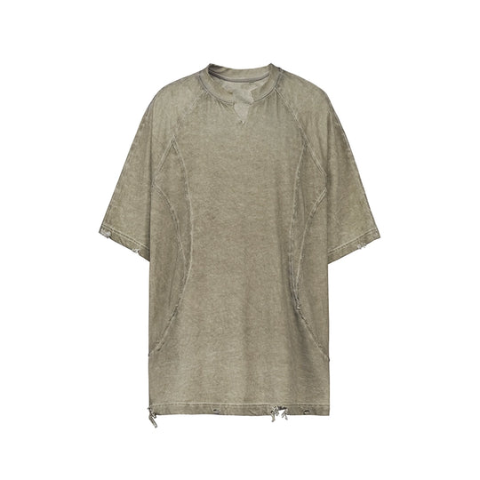 UNDERWATER Dirty Dye Deconstructed Cut-Out V-Neck Tee | Face 3 Face
