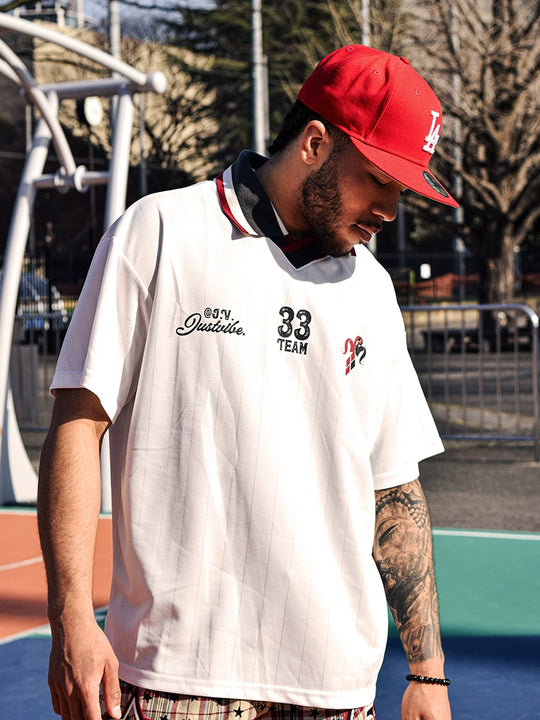 JUST VIBE Logo Soccer Jersey Polo Shirt | Face 3 Face