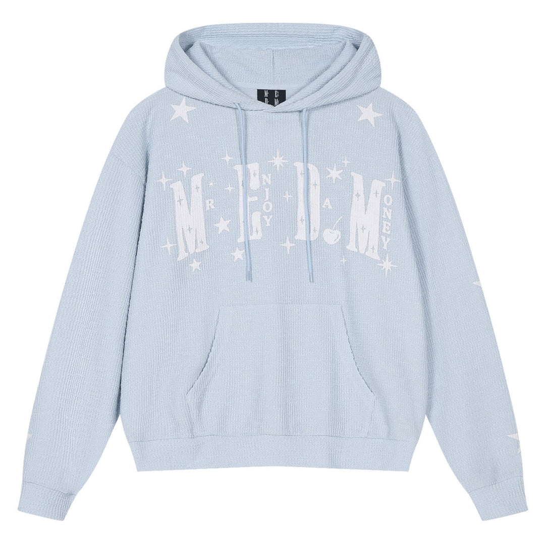 MEDM Star Logo Print Waffle Knit Hoodie | Face 3 Face