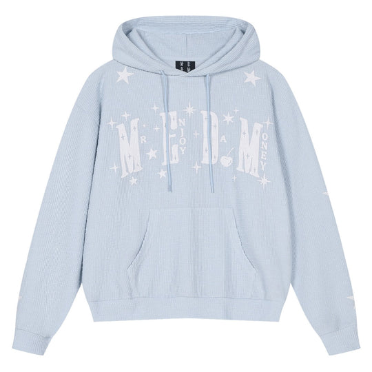 MEDM Star Logo Print Waffle Knit Hoodie | Face 3 Face