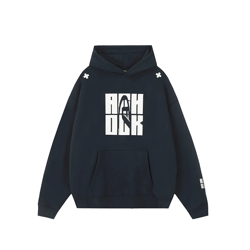 Puff print hoodies | Achock Four Color Heavy Logo Embroidered Hoodie | Face 3 Face