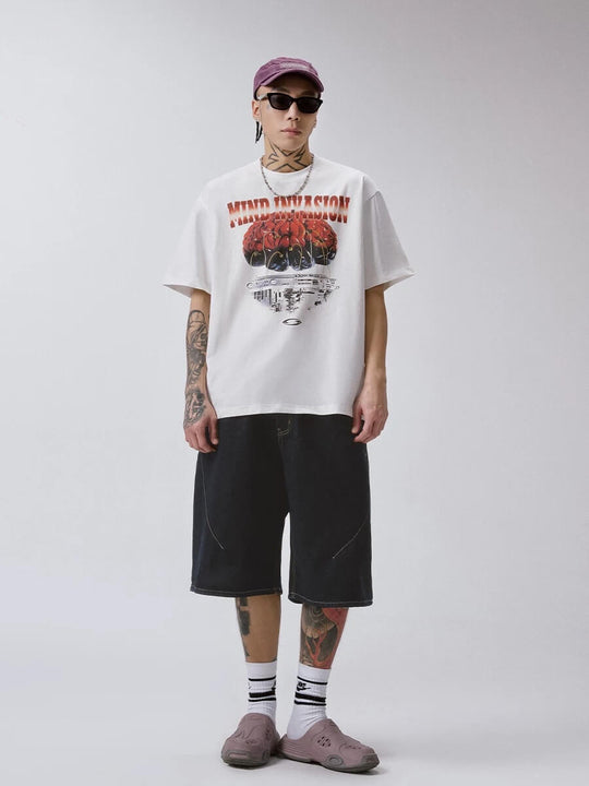 F2CE Cyber Brain Graphic Print Short Sleeve Tee | Face 3 Face