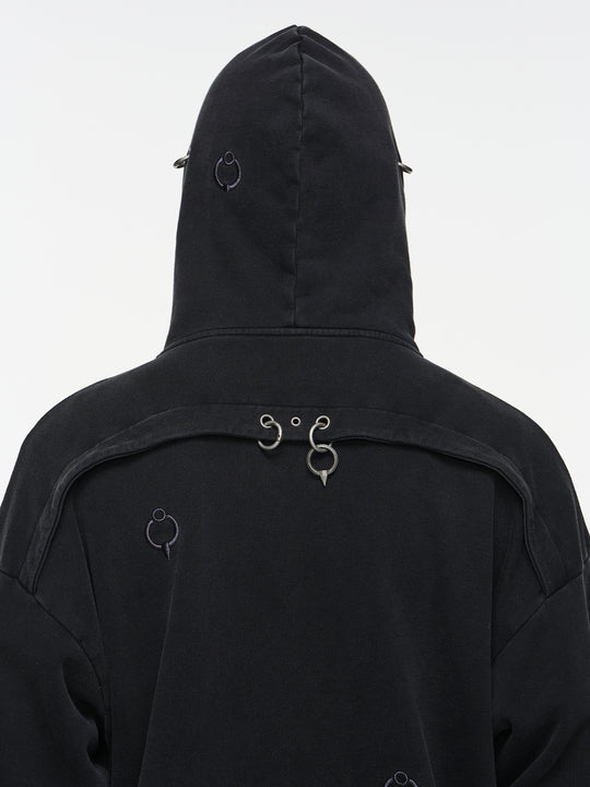 BLIND NO PLAN Washed Print Metal Detail Zip-Up Hoodie | Face 3 Face