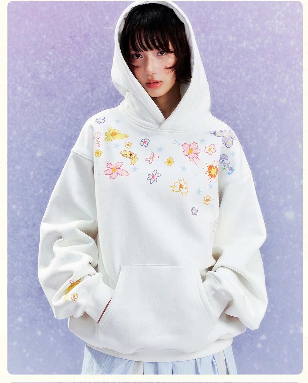 MEDM Graffiti Flower Print Hoodie | Face 3 Face