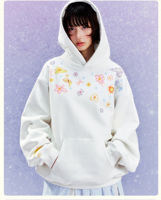 MEDM Graffiti Flower Print Hoodie | Face 3 Face