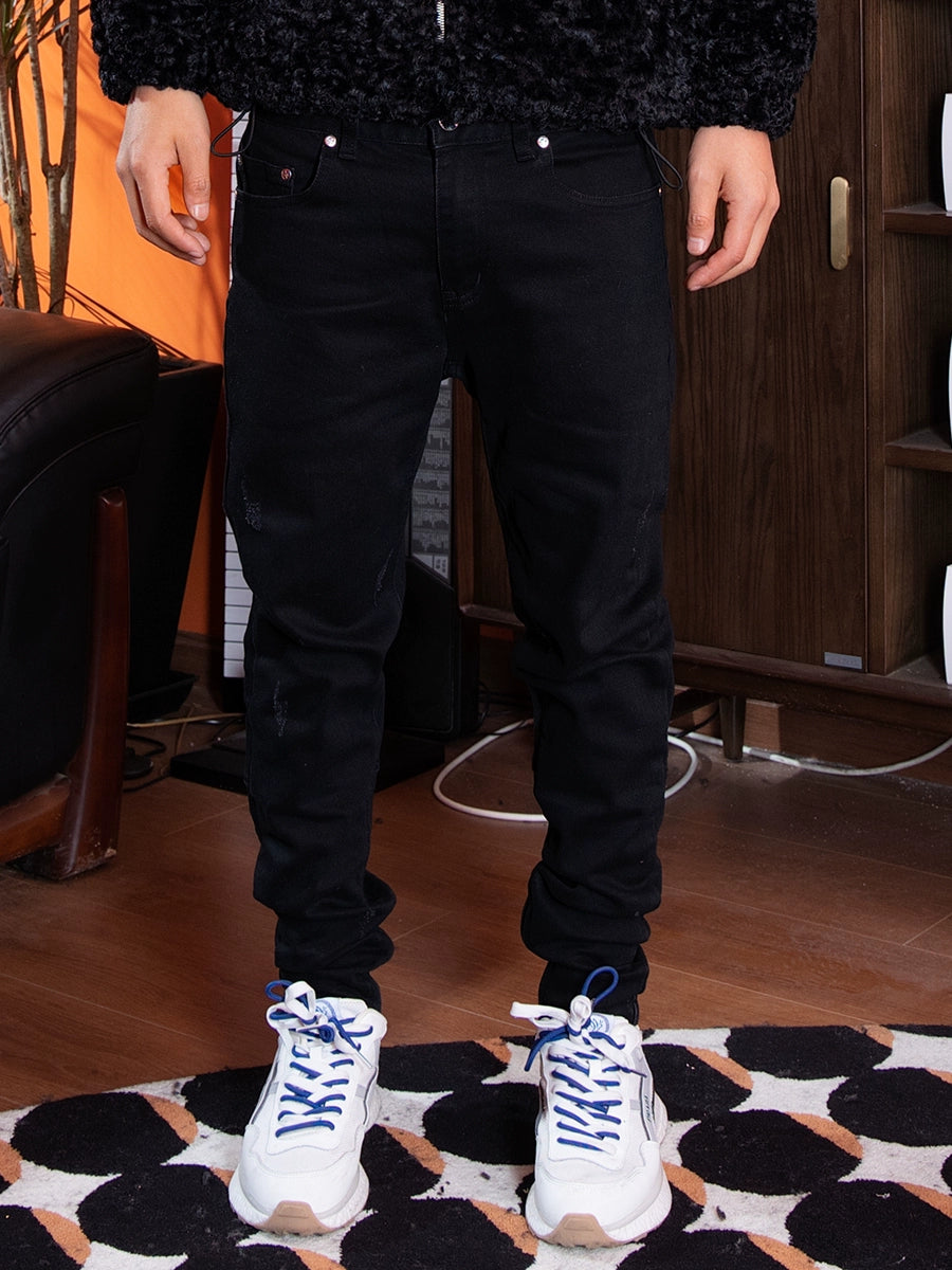 TGFCLUB Leather Patch Washed Slim Fit Jeans | Face 3 Face