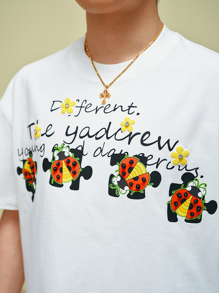 YADcrew Ladybug Black Pearl Puzzle Logo Tee | Face 3 Face