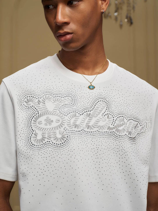 YADcrew Galaxy Rhinestone 3D Logo Embroidered Tee | Face 3 Face