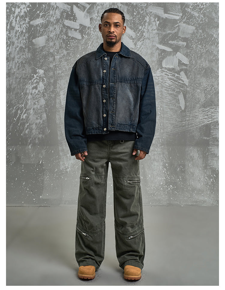 F3F Select Washed Zipper Multi Pocket Work Cargo Pants | Face 3 Face