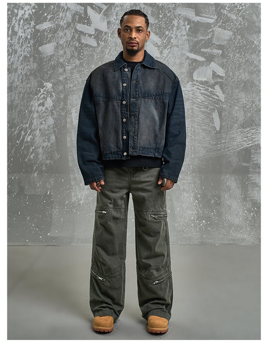 F3F Select Washed Zipper Multi Pocket Work Cargo Pants | Face 3 Face