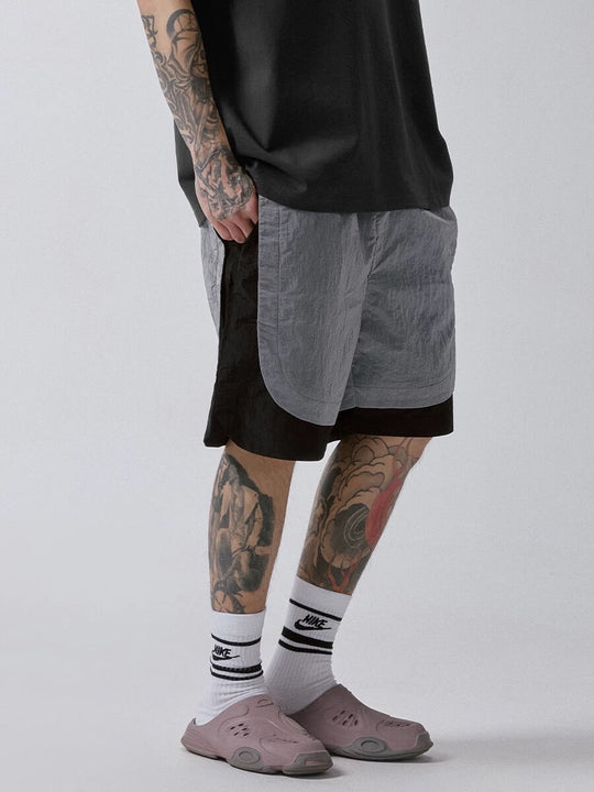 F2CE Metallic Nylon Patchwork Shorts | Face 3 Face