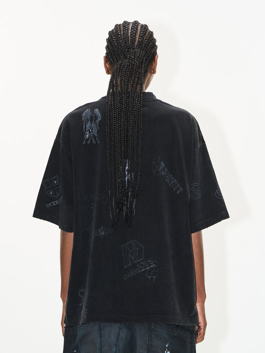 BLIND NO PLAN Washed Vintage Graffiti Multi-Print Tee | Face 3 Face