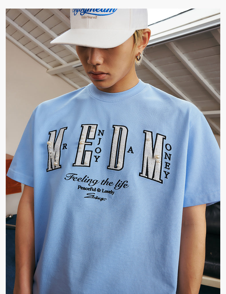 MEDM Patch Embroidered Pearl Tee | Face 3 Face