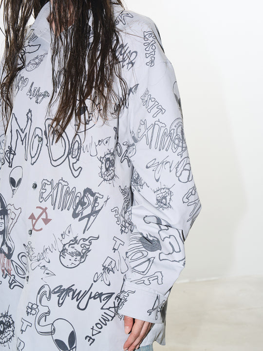 BLIND NO PLAN Graffiti Digital Print Long Sleeve Shirt | Face 3 Face