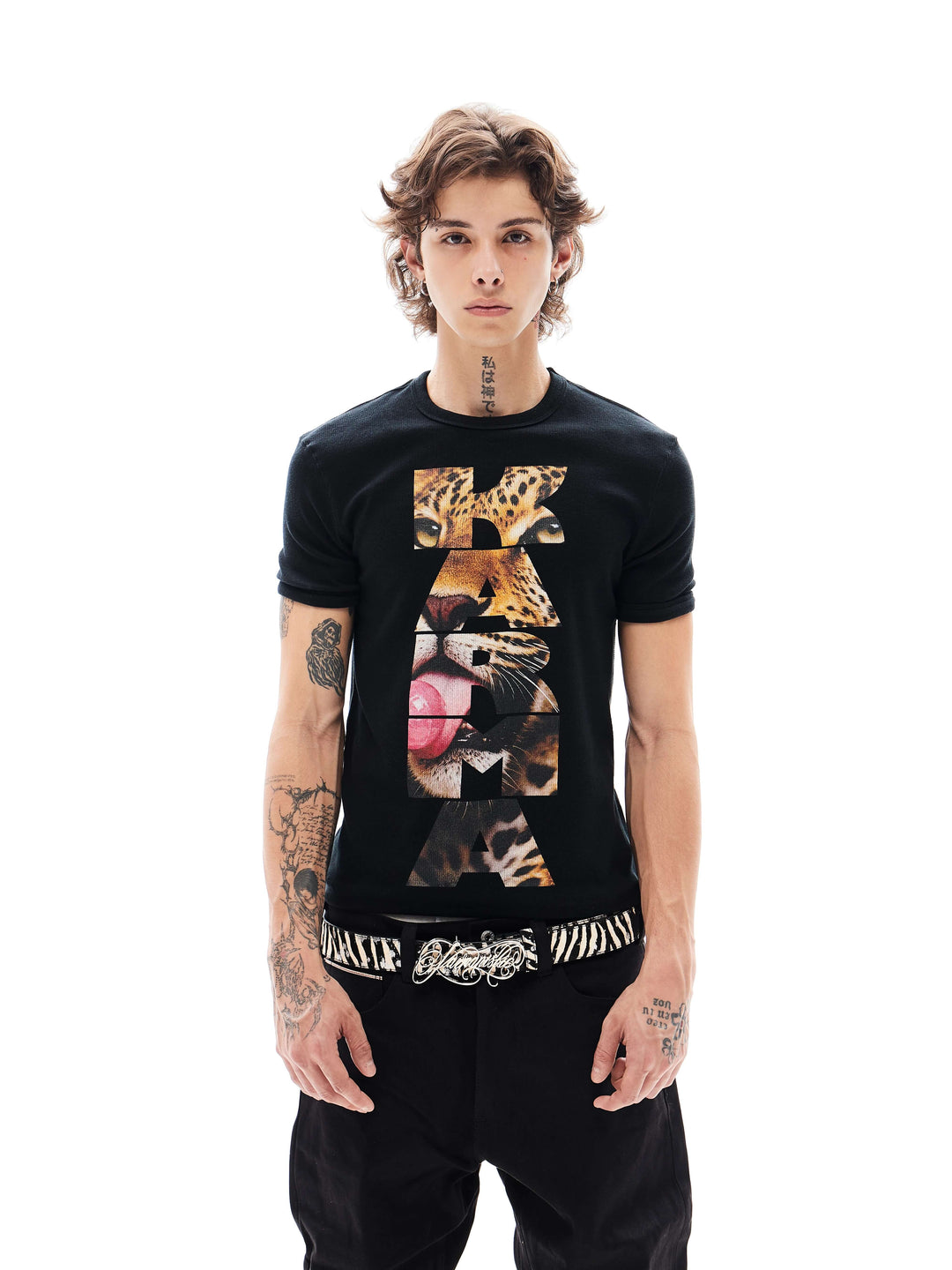 KARMANISTIC Cheetah Logo Print Short Sleeve Tee | Face 3 Face
