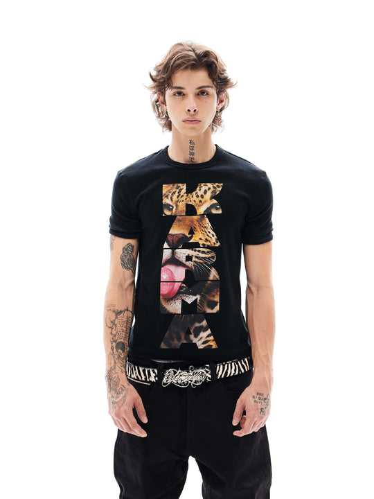 KARMANISTIC Cheetah Logo Print Short Sleeve Tee | Face 3 Face