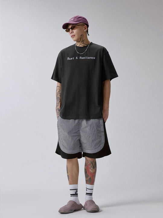 F2CE Metallic Nylon Patchwork Shorts | Face 3 Face