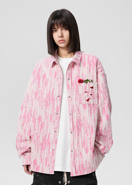 Achock Rose Embroidery Washed Long Sleeved Shirt | Face 3 Face