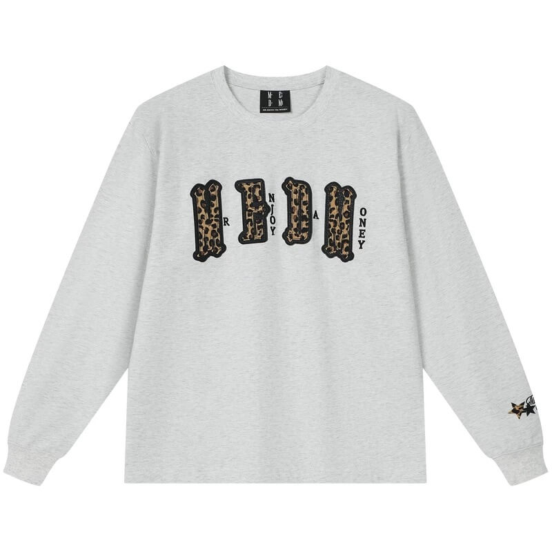 MEDM Leopard Print Logo Patch Long Sleeve Tee | Face 3 Face