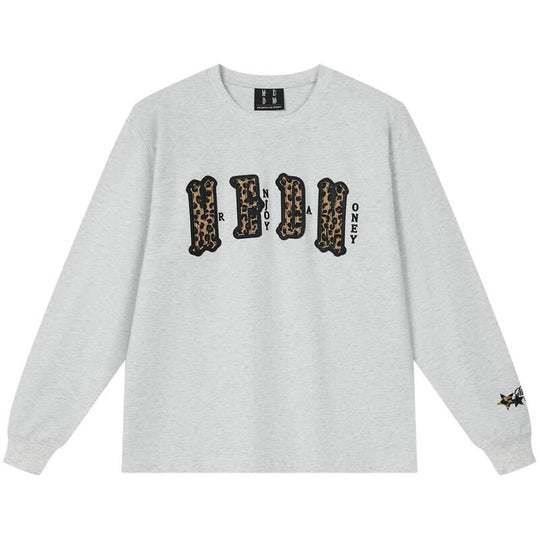 MEDM Leopard Print Logo Patch Long Sleeve Tee | Face 3 Face