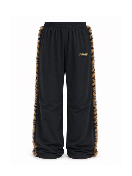 KARMANISTIC Tiger and Leopard Faux Fur Stripe Baggy Sweatpants | Face 3 Face