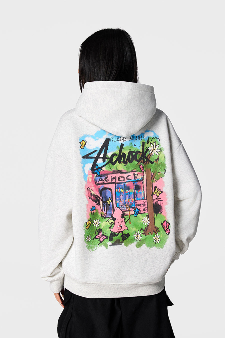 Achock Character Pattern Print Hoodie | Face 3 Face