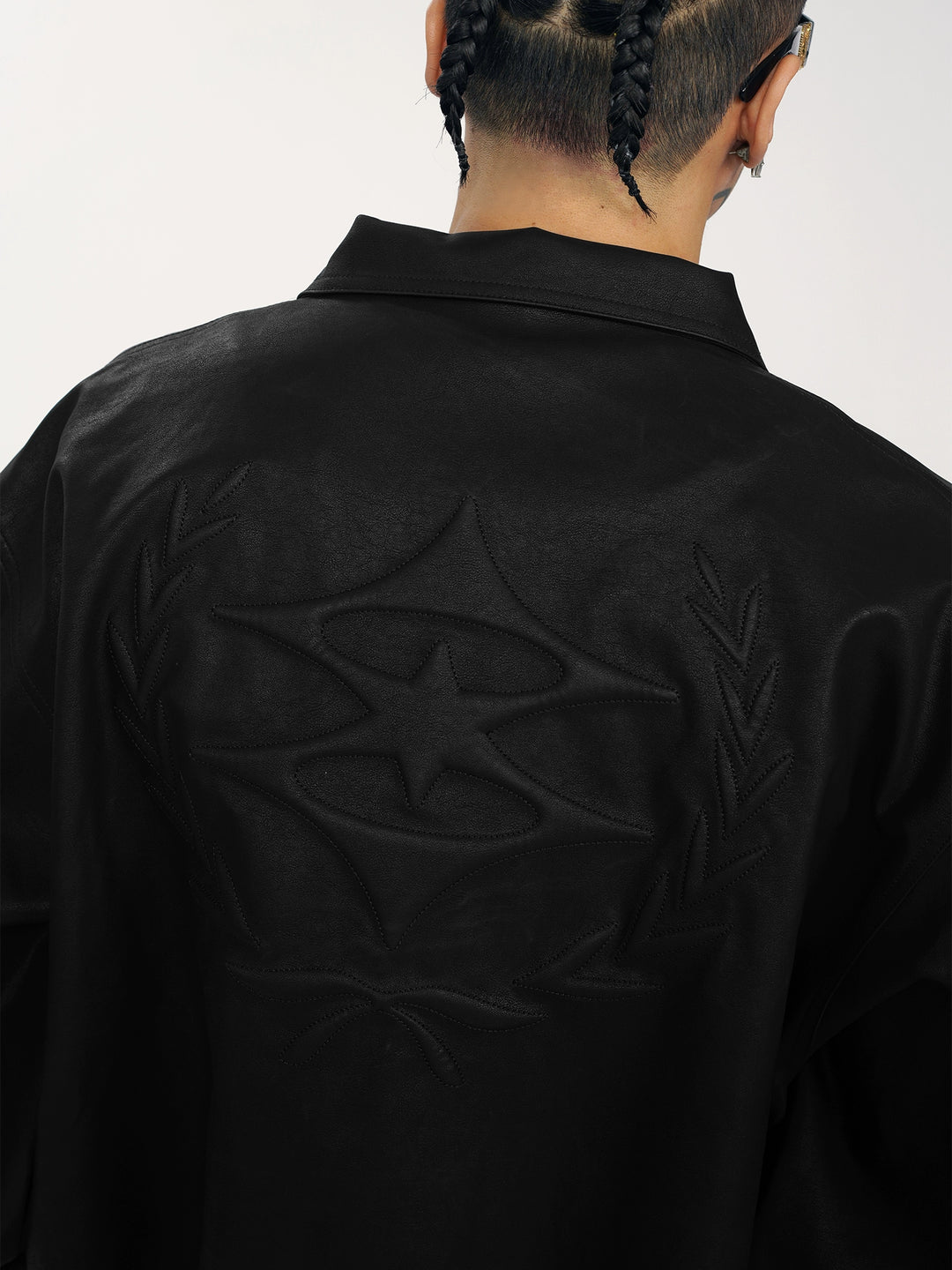 1807 3D Embroidery Leather  Coach Jacket | Face 3 Face