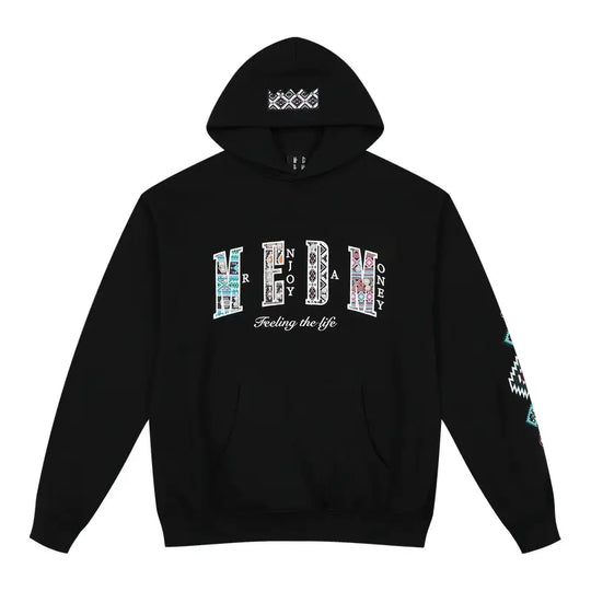 MEDM Ethnic Embroidered Patch Pearl Oversized Hoodie | Face 3 Face