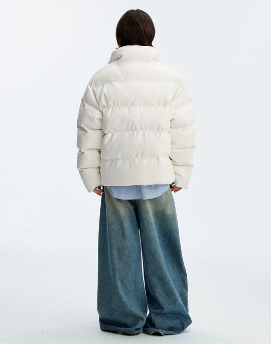 MEDM Leopard Patch PU Leather Puffer Jacket | Face 3 Face