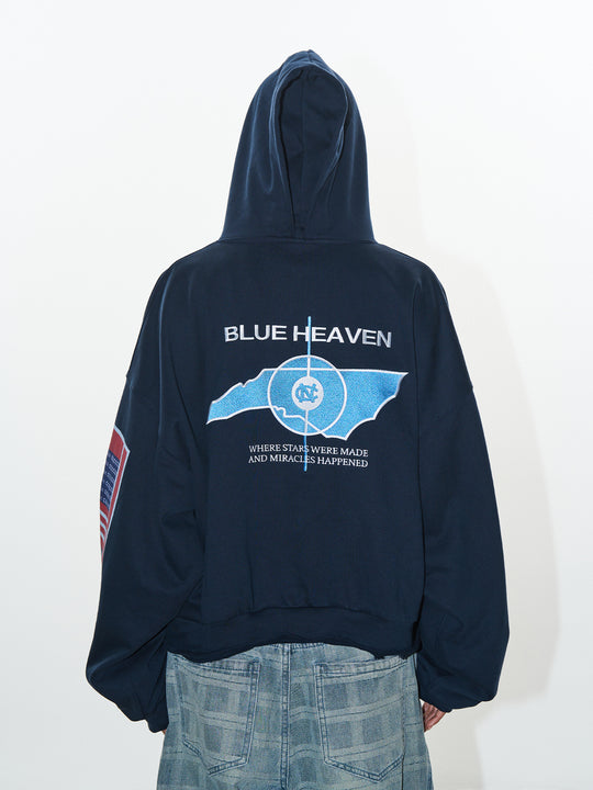 BLIND NO PLAN Reconstructed Printed Embroidered Hoodie | Face 3 Face