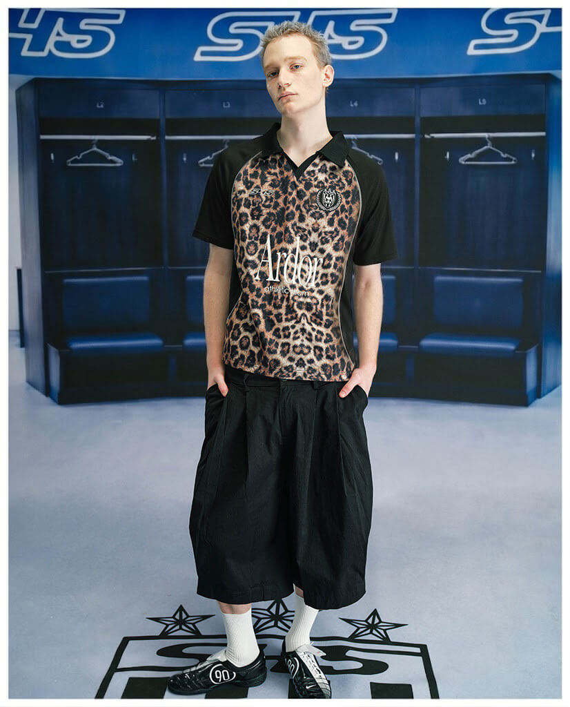 S45 Leopard Color Block Short Sleeve Polo Soccer Jersey | Face 3 Face