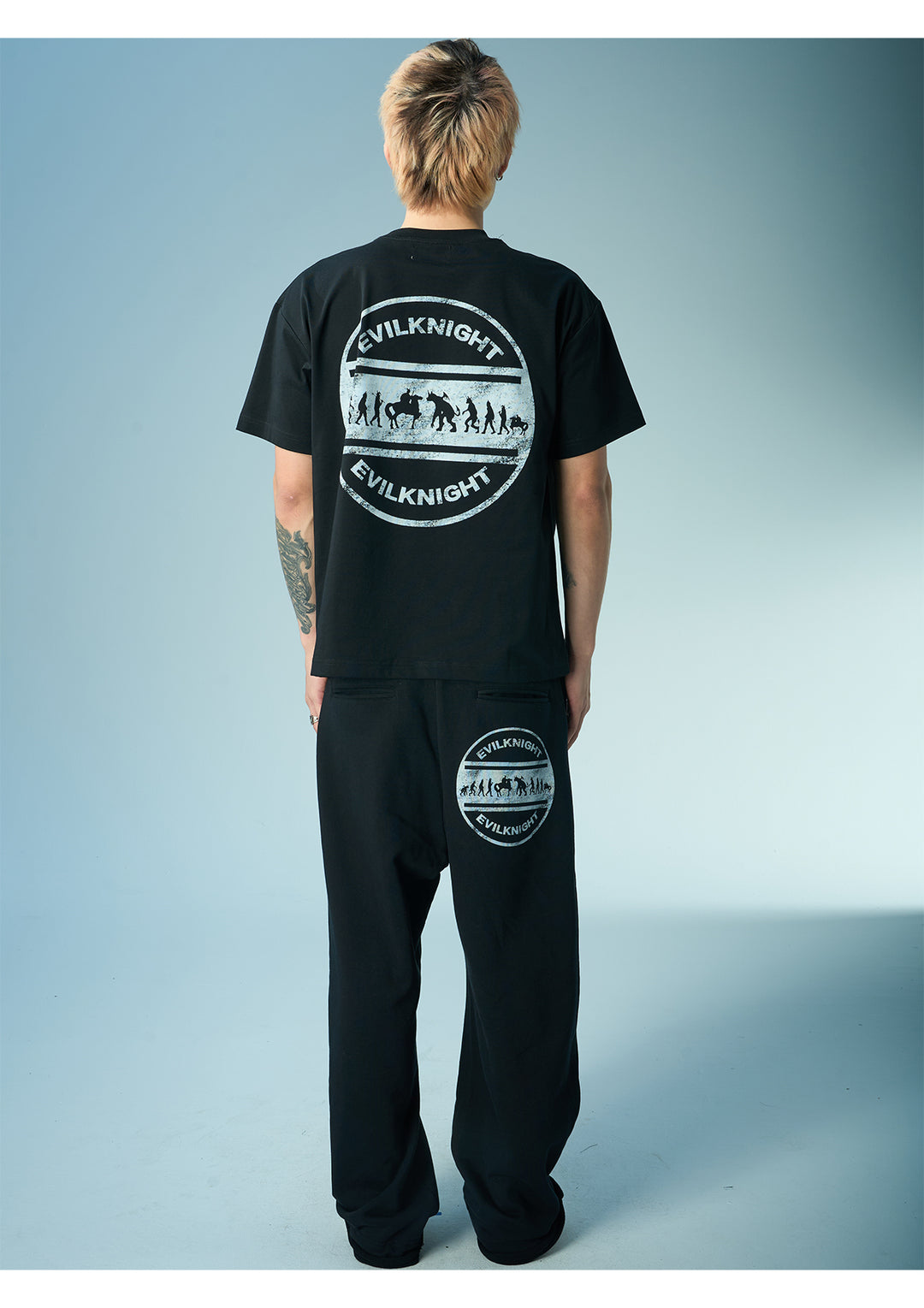 EVILKNIGHT(EK) Devil's Evolution Letter Distressed Print Tee | Face 3 Face