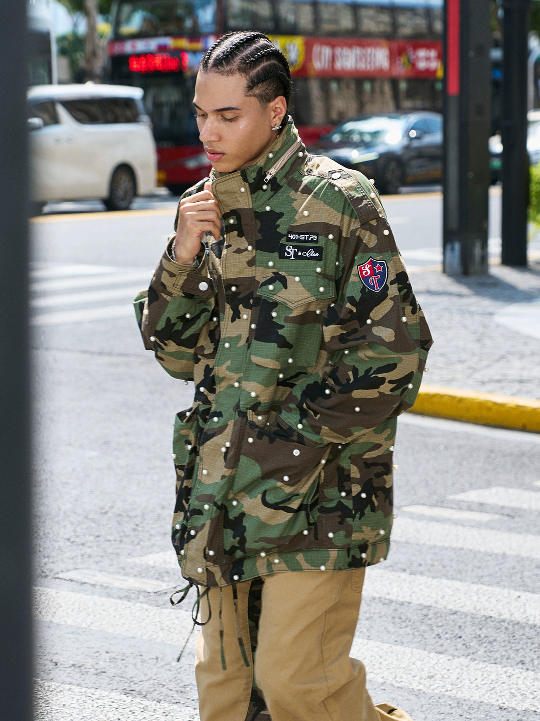STEEPC Camouflage Pearl Studded M65 Field Jacket | Face 3 Face