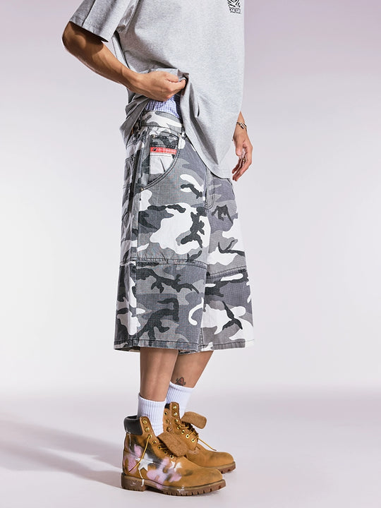 Remedy Leopard and Camouflage Work Painter Baggy Shorts | Face 3 Face