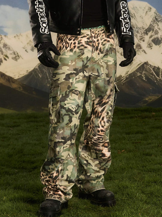 S45 Leopard Camouflage Print Cargo Pants | Face 3 Face