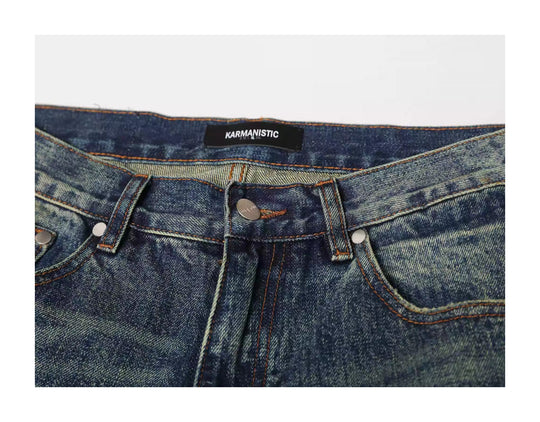 KARMANISTIC Washed Distressed Rhinestone Baggy Jeans | Face 3 Face