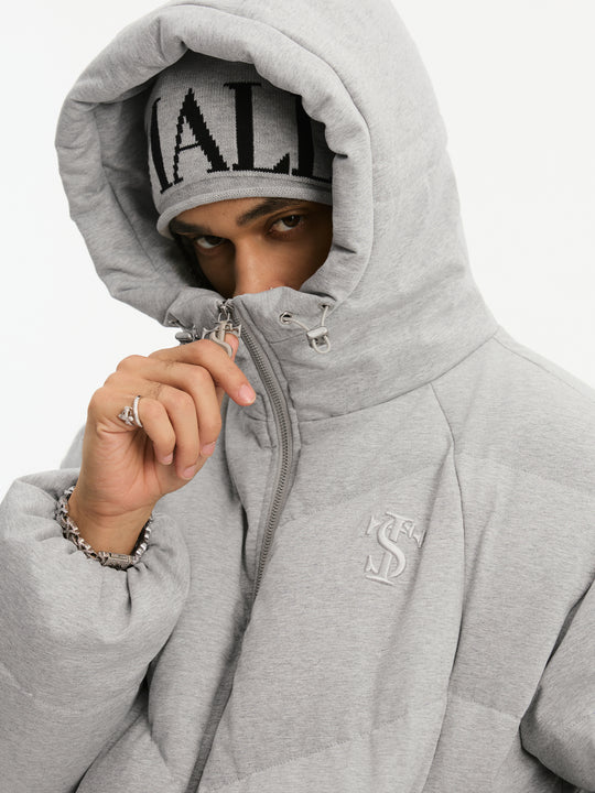 Small Town Kid Floral Gray Deconstructed Hooded Down Jacket | Face 3 Face