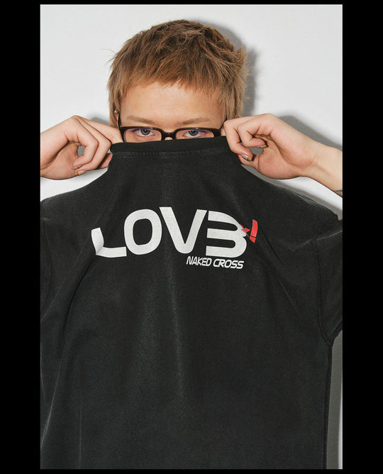 NOVACAM Love Graphic Print Washed Short Sleeve Tee | Face 3 Face