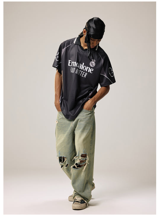 Remedy Emoalone Print Inspired Soccer Jersey Polo Shirt | Face 3 Face