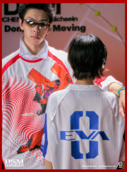 DSM x EVA Unit Graphic Print Striped Short Sleeve Soccer Jersey