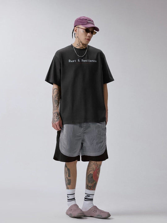 F2CE Metal Style Logo Print Washed Distressed Short Sleeve Tee | Face 3 Face