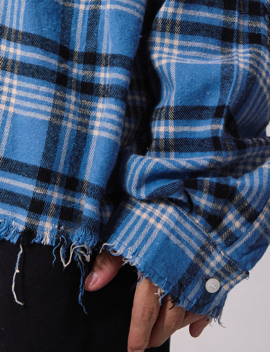 Remedy Washed Gradient Plaid Cutoff Long Sleeve Shirt | Face 3 Face