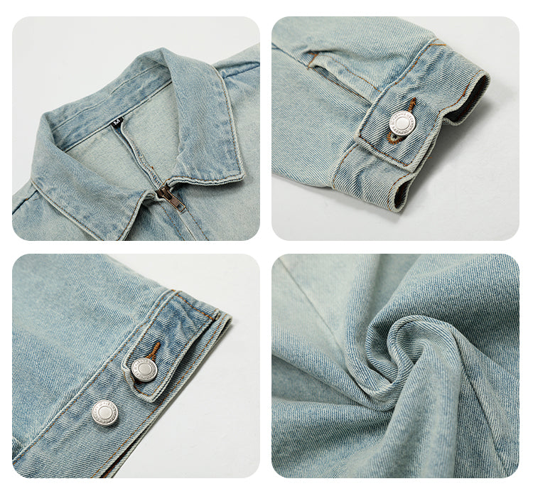 F3F Select Washed Denim Zip Up Work Jacket | Face 3 Face