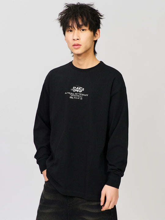 S45 Silver Curved 3D Logo Long Sleeve Tee | Face 3 Face